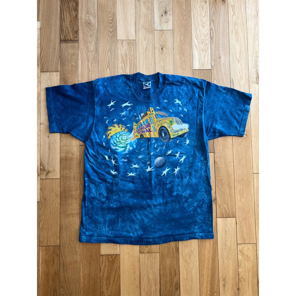 Vintage Liquid Blue 1996 Further Festival Blue Tie Dye T Shirt Size XL